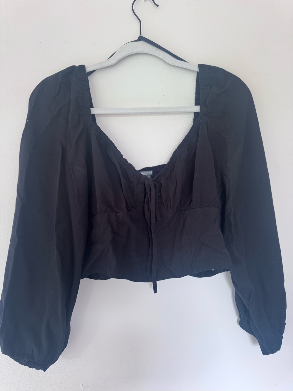 wild fable Black Peasant Lace-Up Blouse